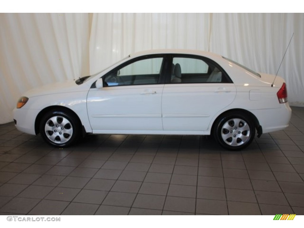 2009 Spectra LX Sedan - Clear White / Beige photo #5