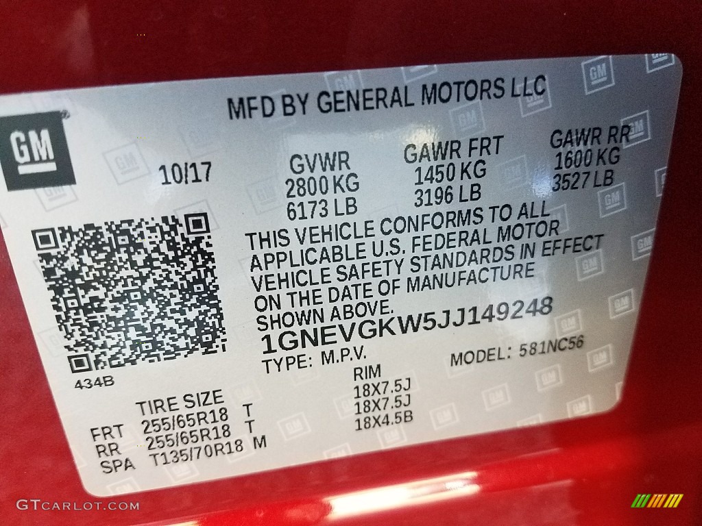 2018 Traverse LT AWD - Cajun Red Tintcoat / Jet Black photo #9