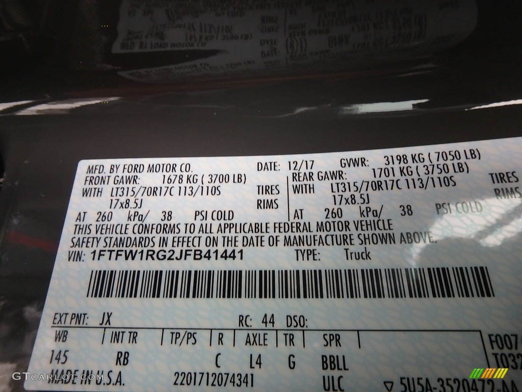 2018 F150 Color Code JX for Lead Foot Photo #124425838