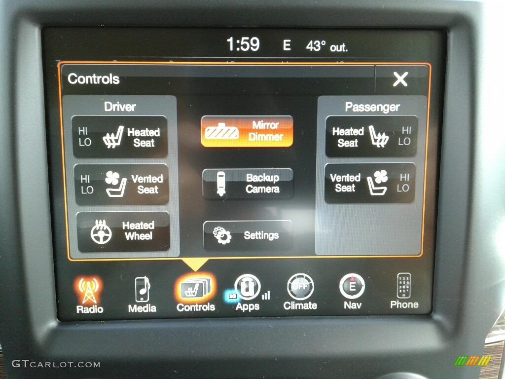 2017 Ram 1500 Laramie Crew Cab 4x4 Controls Photo #124425988