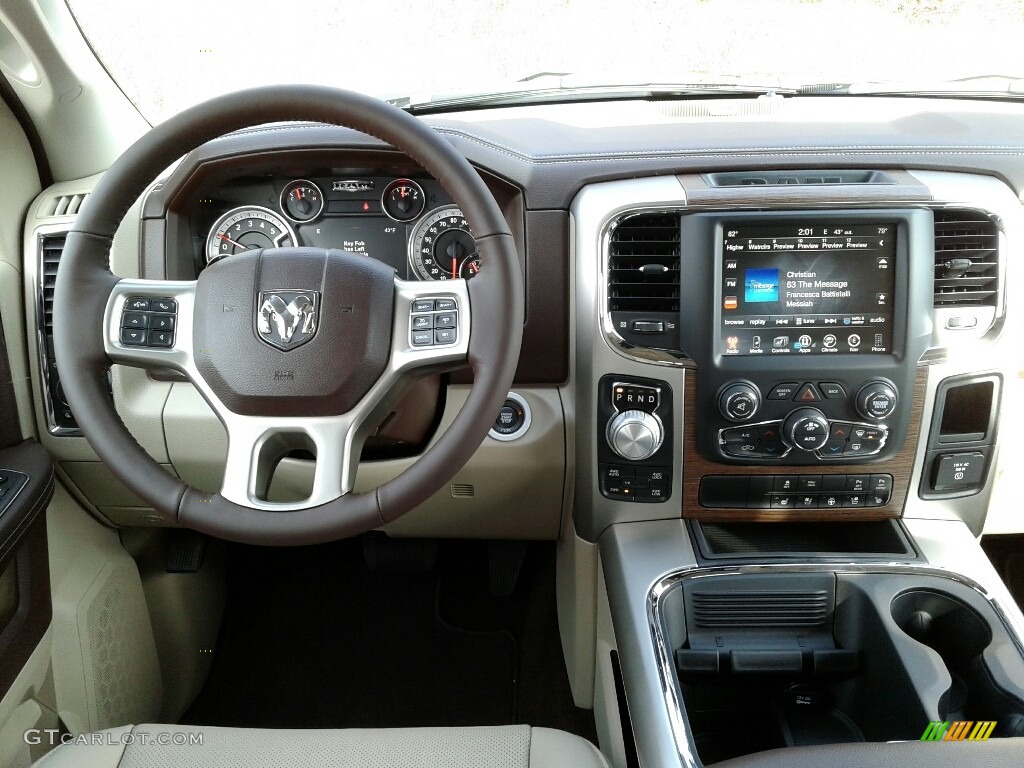 2017 1500 Laramie Crew Cab 4x4 - Brilliant Black Crystal Pearl / Canyon Brown/Light Frost Beige photo #35