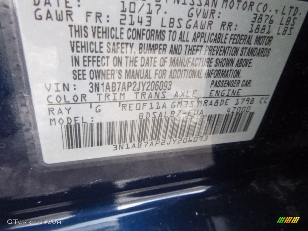 2018 Nissan Sentra S Color Code Photos
