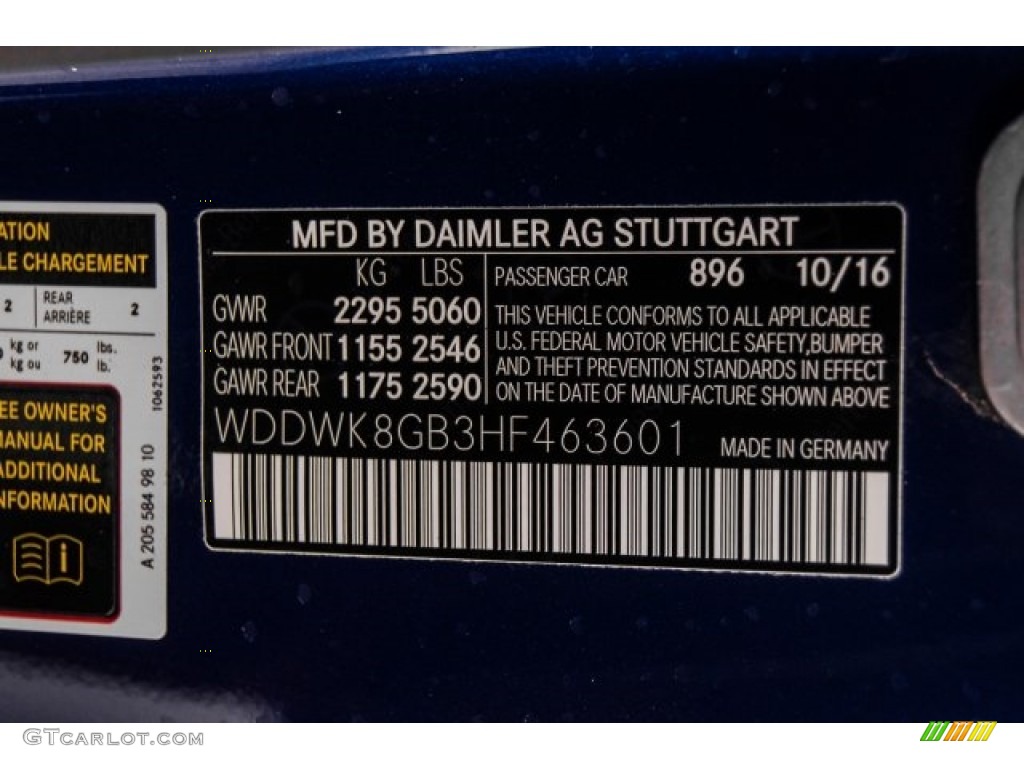 2017 C Color Code 896 for Brilliant Blue Metallic Photo #124432823