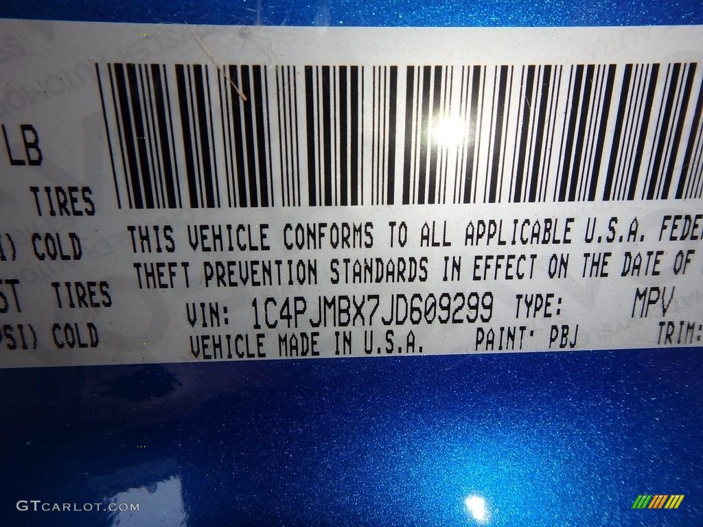 2018 Cherokee Color Code PBJ for Hydro Blue Pearl Photo #124441649