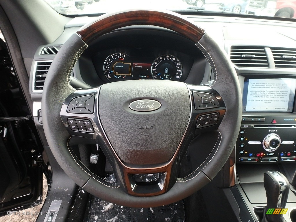 2018 Ford Explorer Platinum 4WD Ebony Black Steering Wheel Photo #124463994