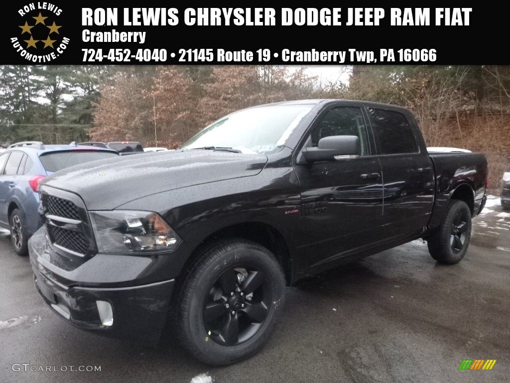 2018 1500 Big Horn Crew Cab 4x4 - Brilliant Black Crystal Pearl / Black/Diesel Gray photo #1