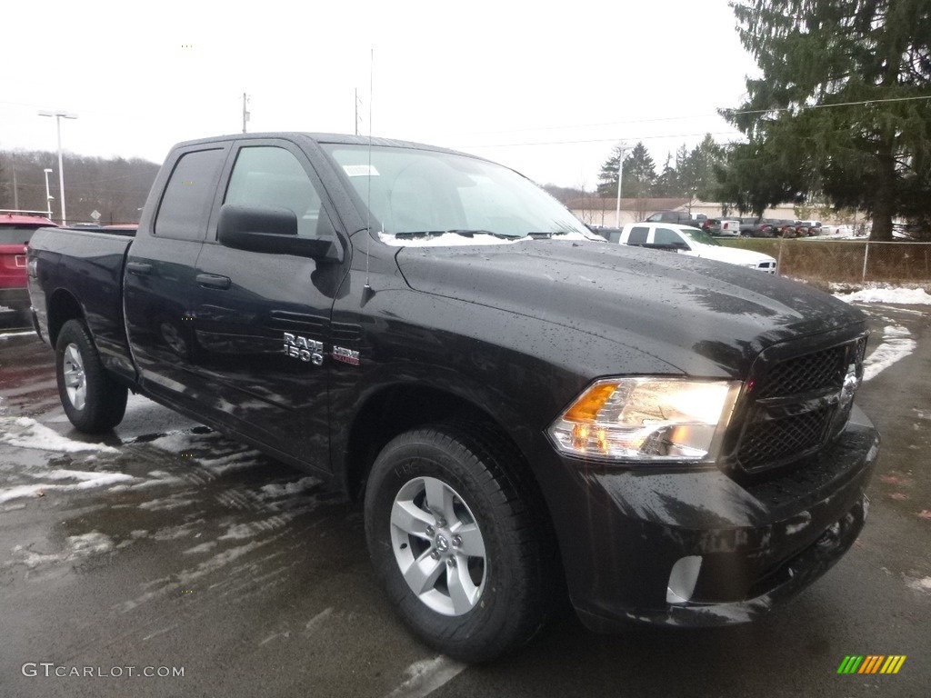 2018 1500 Express Quad Cab 4x4 - Brilliant Black Crystal Pearl / Black/Diesel Gray photo #7