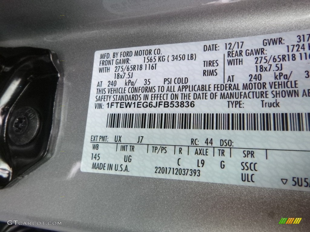 2018 F150 XLT SuperCrew 4x4 - Ingot Silver / Earth Gray photo #12