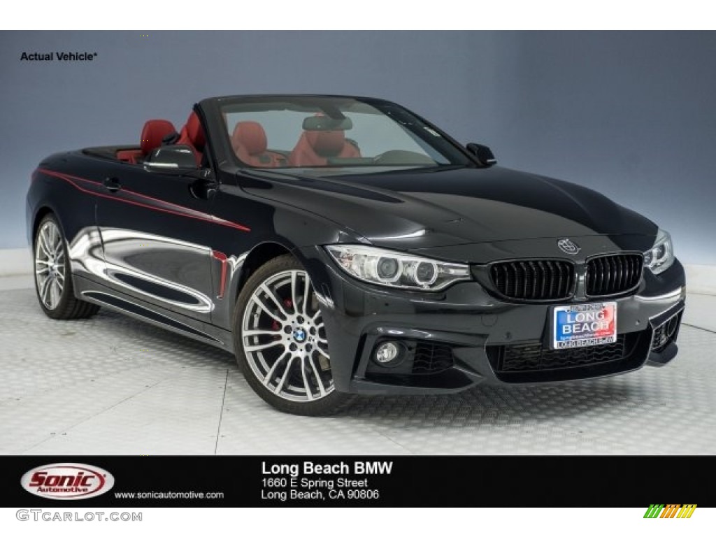 2015 4 Series 428i Convertible - Jet Black / Coral Red/Black Highlight photo #1