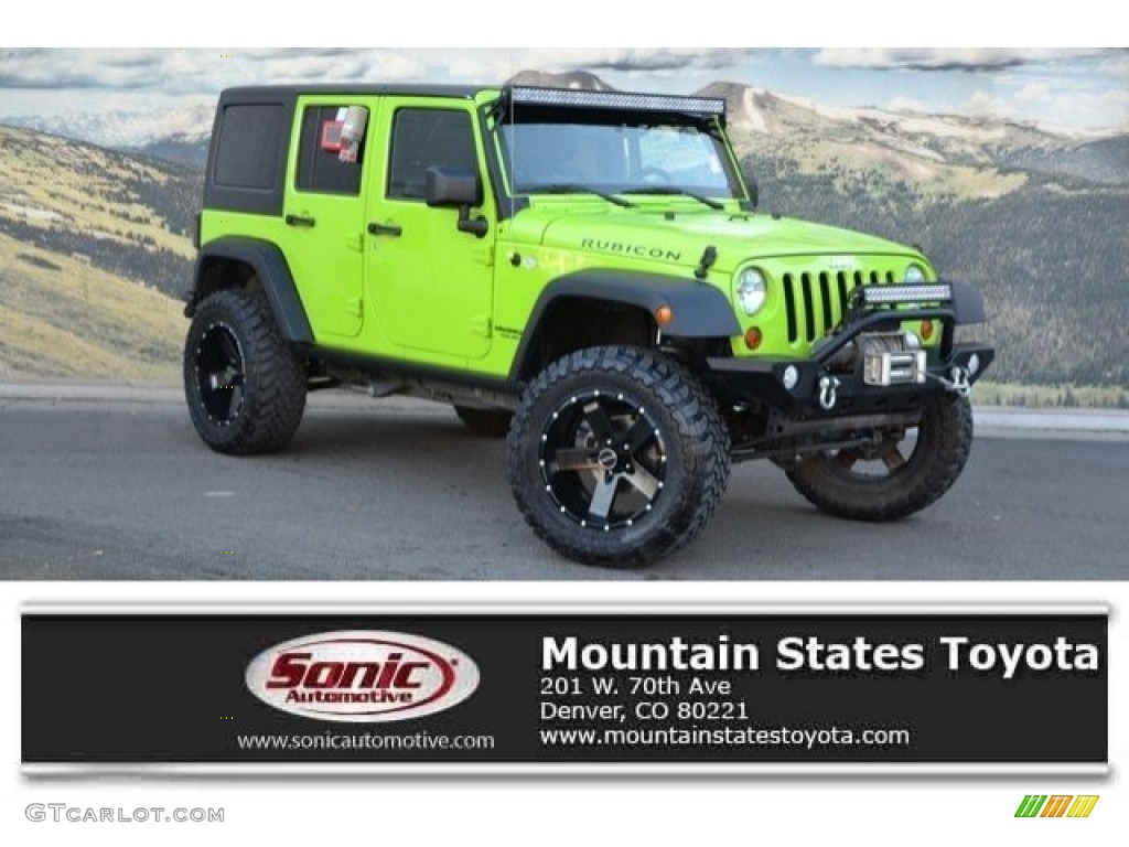 2012 Wrangler Unlimited Rubicon 4x4 - Gecko Green / Black/Dark Saddle photo #1