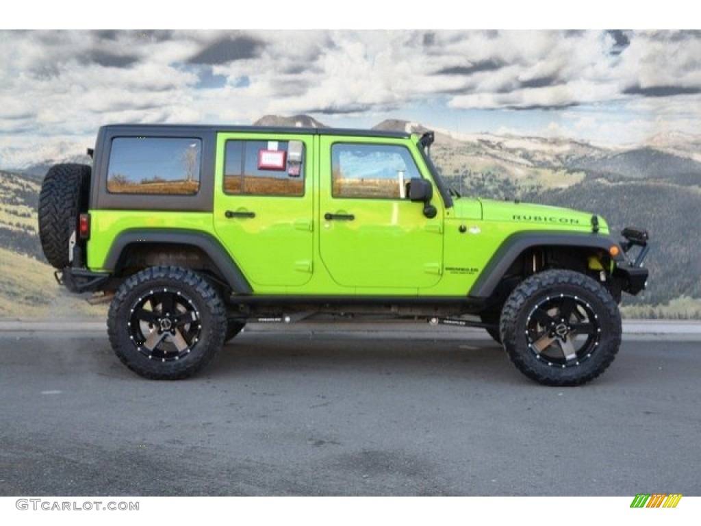 2012 Wrangler Unlimited Rubicon 4x4 - Gecko Green / Black/Dark Saddle photo #2