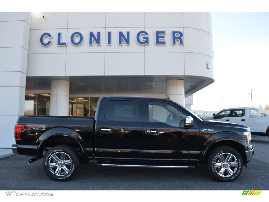 2018 F150 Lariat SuperCrew 4x4 - Shadow Black / Light Camel photo #2