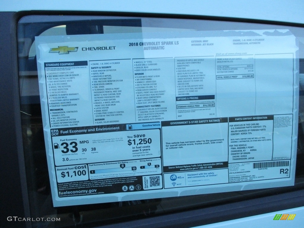 2018 Chevrolet Spark LS Window Sticker Photos