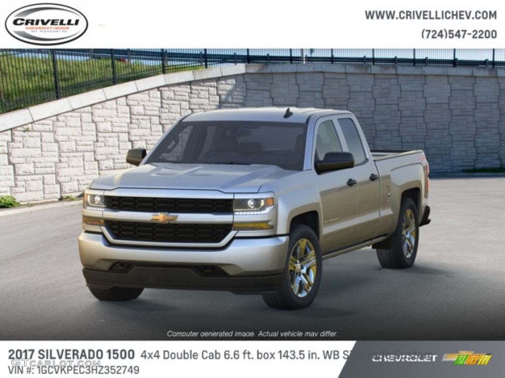 2017 Silverado 1500 Custom Double Cab 4x4 - Silver Ice Metallic / Dark Ash/Jet Black photo #1