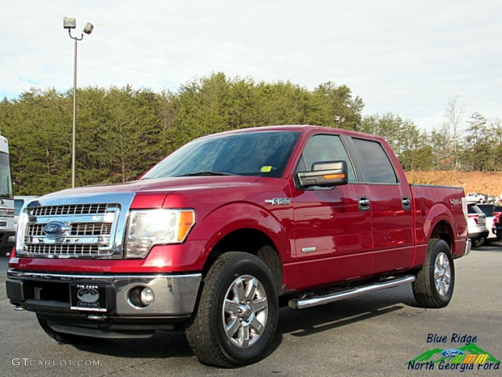 2013 F150 XLT SuperCrew 4x4 - Ruby Red Metallic / Steel Gray photo #1