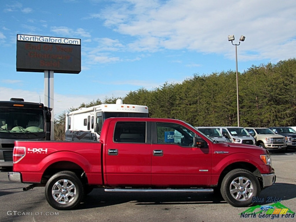 2013 F150 XLT SuperCrew 4x4 - Ruby Red Metallic / Steel Gray photo #6