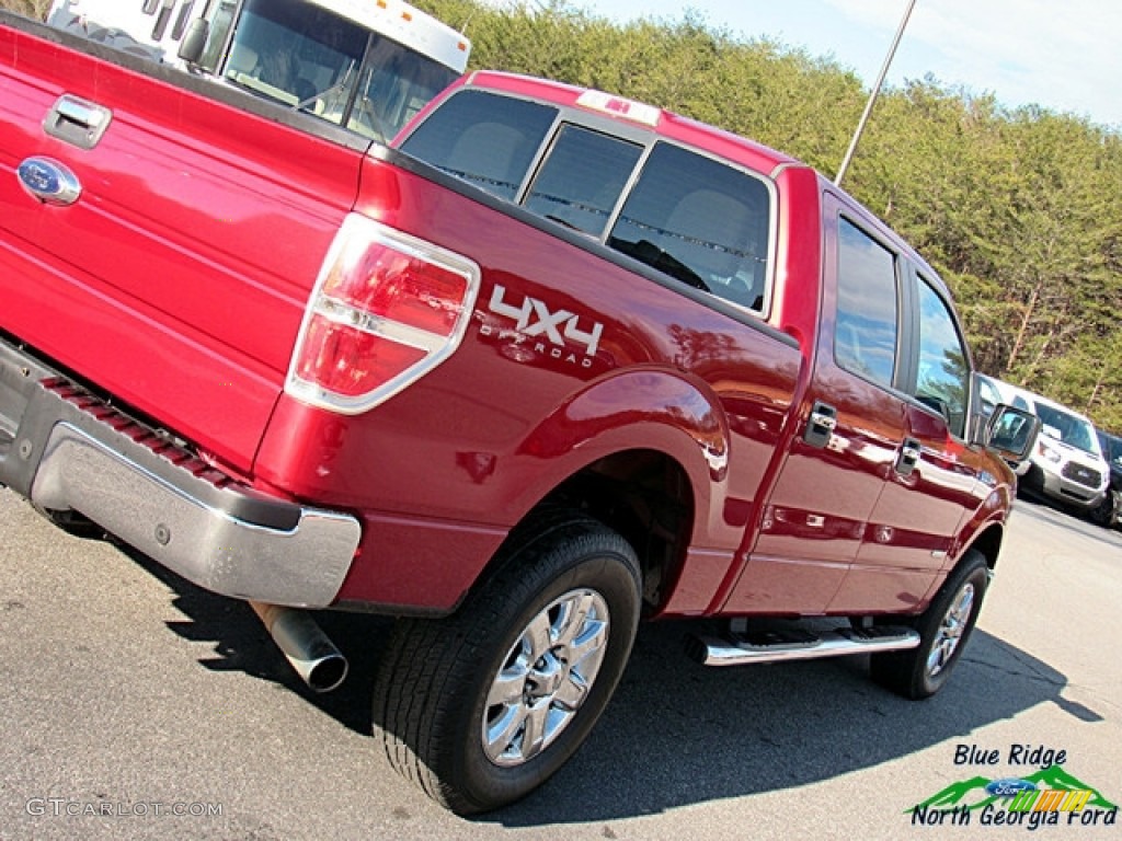 2013 F150 XLT SuperCrew 4x4 - Ruby Red Metallic / Steel Gray photo #33