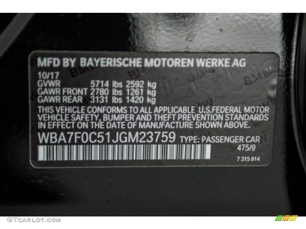 2018 7 Series 750i Sedan - Black Sapphire Metallic / Black photo #12