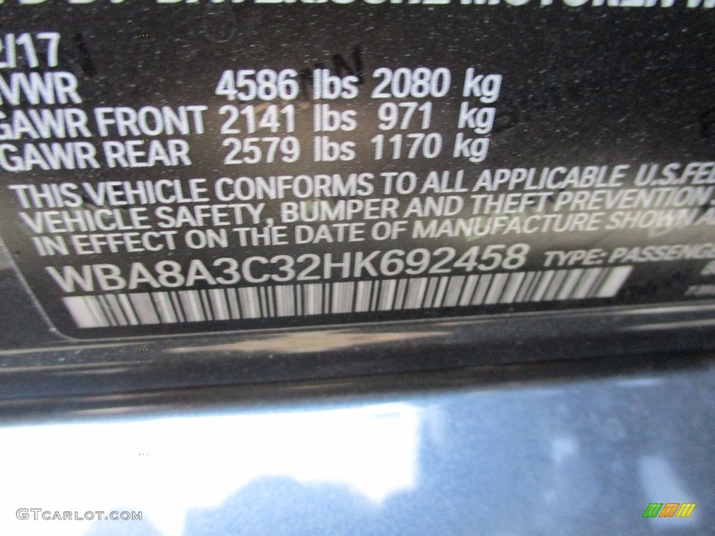 2017 3 Series 320i xDrive Sedan - Mineral Grey Metallic / Black photo #20