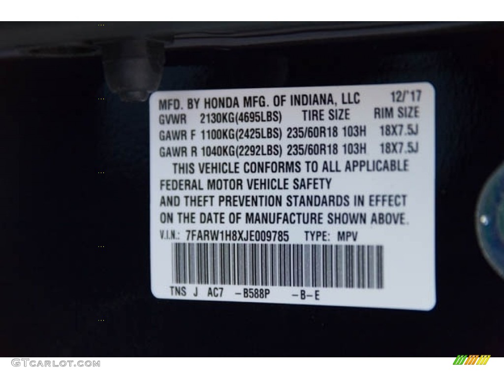 2018 CR-V EX-L - Obsidian Blue Pearl / Gray photo #17