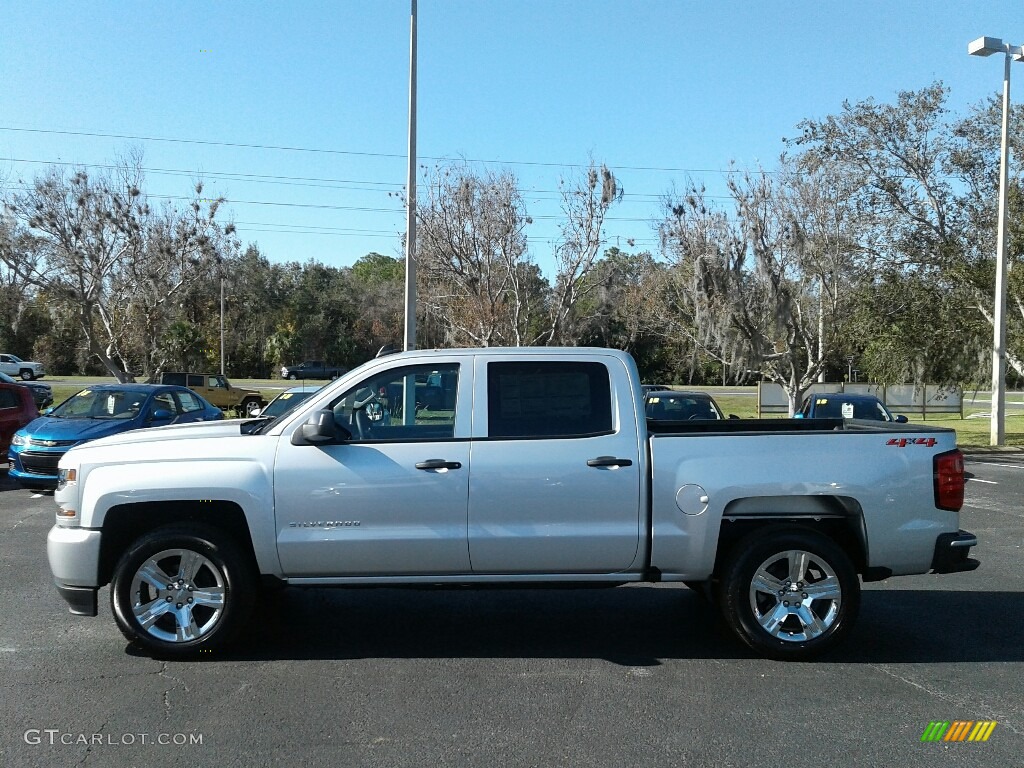 2018 Silverado 1500 Custom Crew Cab 4x4 - Silver Ice Metallic / Dark Ash/Jet Black photo #2