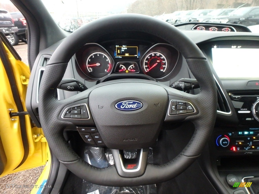 2018 Ford Focus ST Hatch Charcoal Black Steering Wheel Photo #124563525