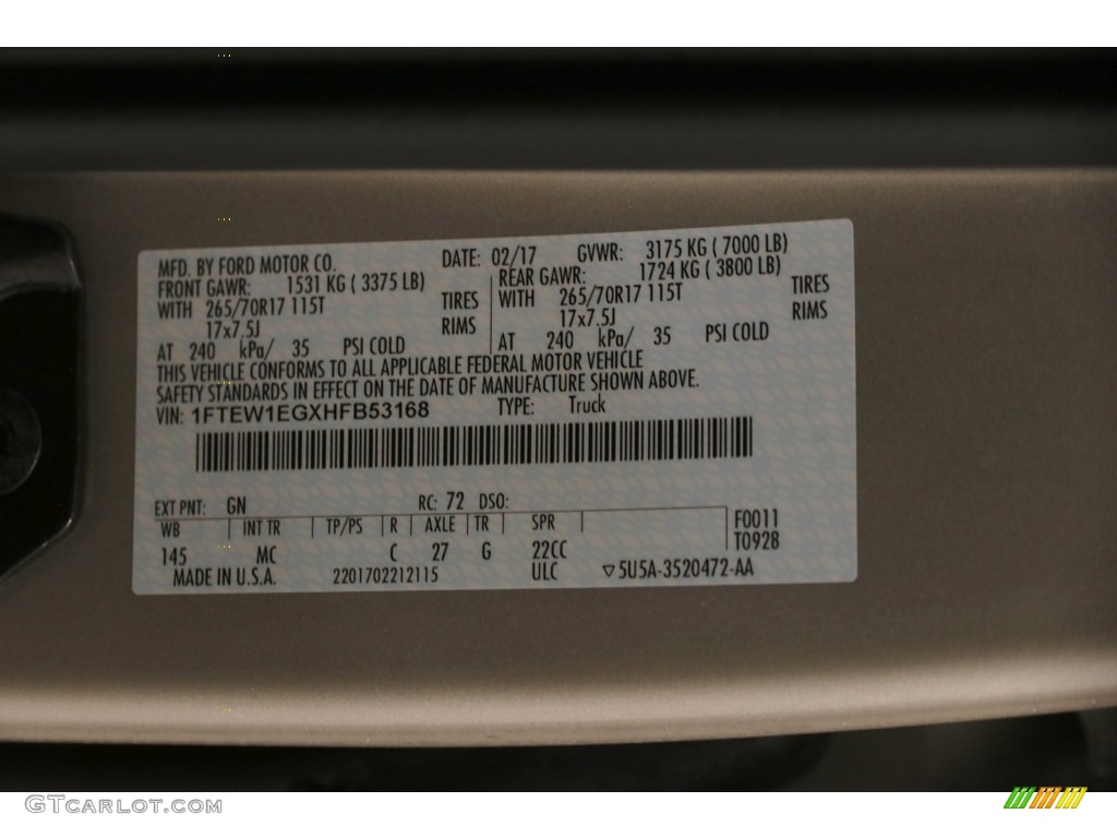 2017 F150 XLT SuperCrew 4x4 - White Gold / Light Camel photo #19