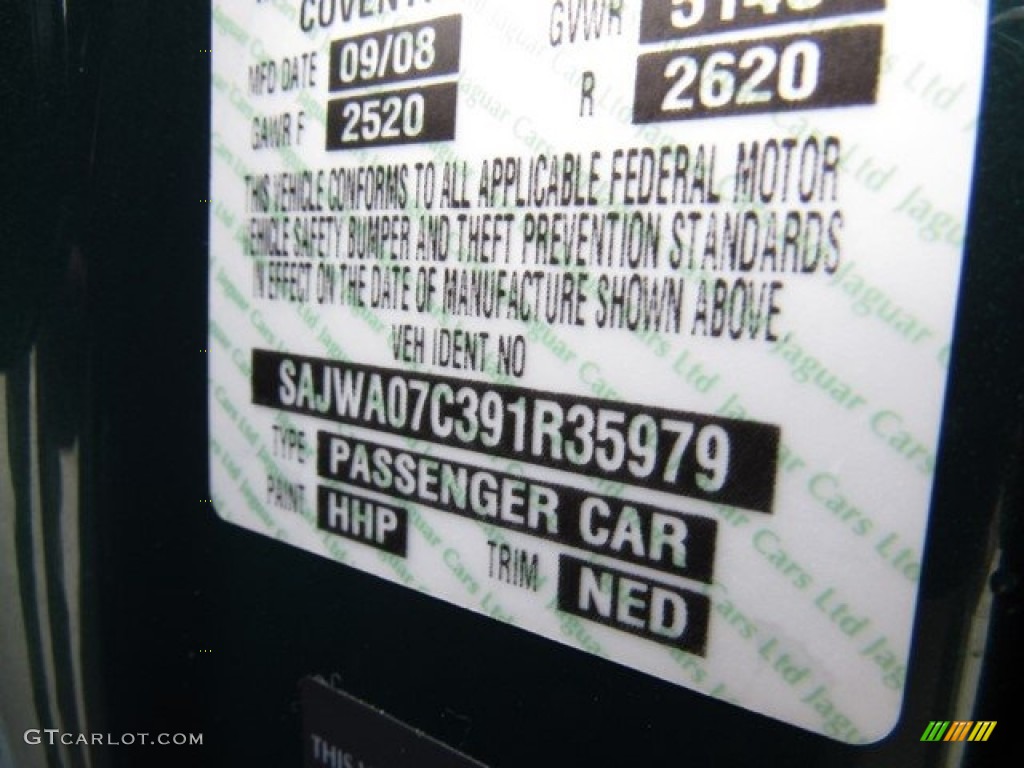 2009 Jaguar XF Supercharged Color Code Photos