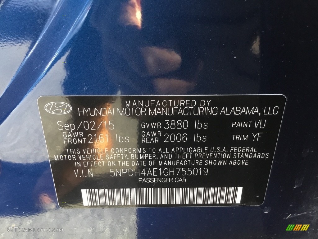 2016 Elantra Value Edition - Blue / Beige photo #31