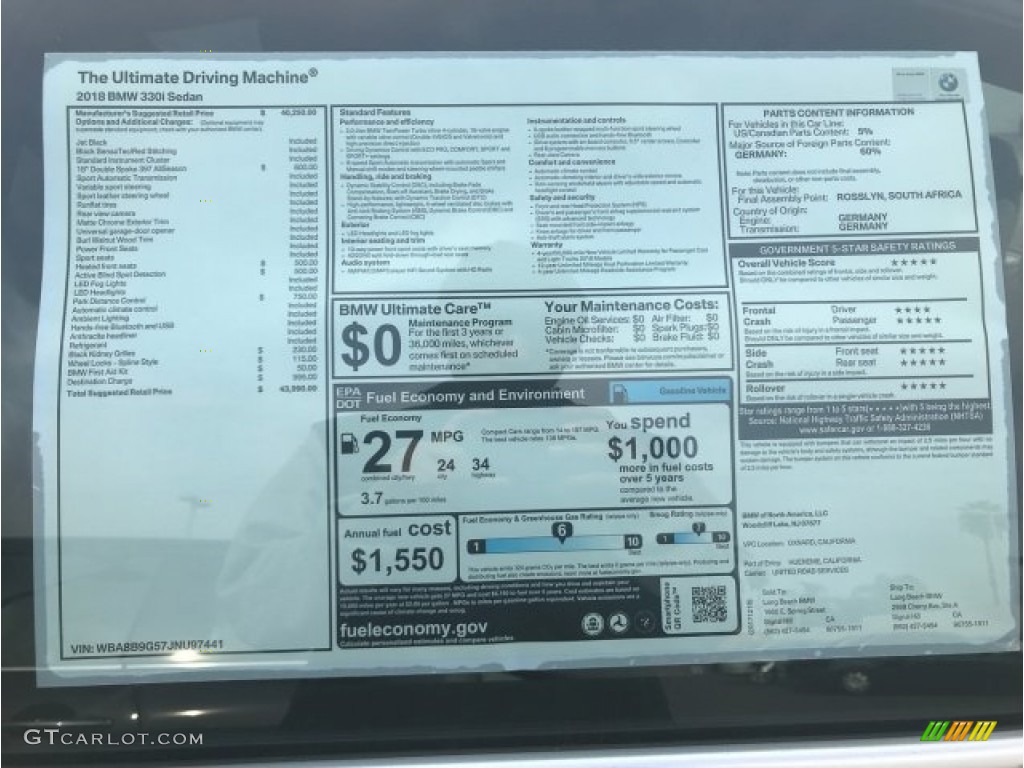 2018 3 Series 330i Sedan - Jet Black / Black photo #10