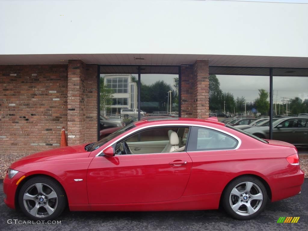 2007 3 Series 328i Coupe - Crimson Red / Cream Beige photo #3