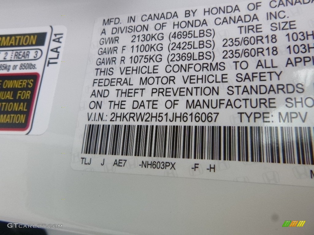 2018 CR-V EX AWD - White Diamond Pearl / Ivory photo #12