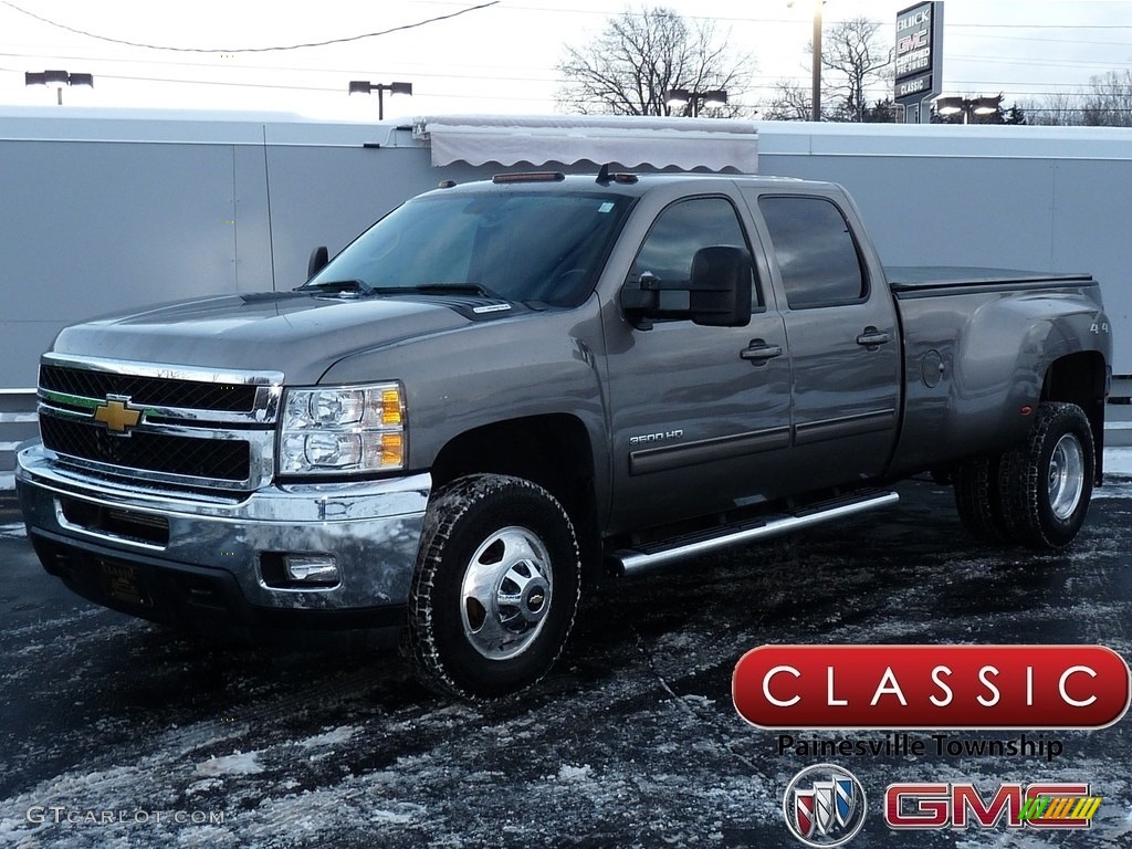 2012 Silverado 3500HD LTZ Crew Cab 4x4 Dually - Mocha Steel Metallic / Ebony photo #1