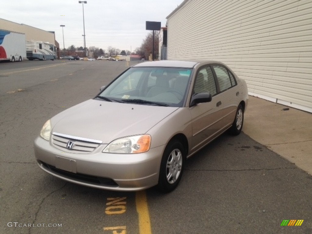 2001 Civic LX Sedan - Titanium Metallic / Beige photo #2