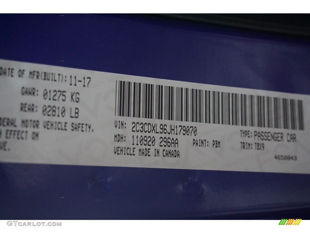 2018 Charger Color Code PBM for IndiGo Blue Photo #124649989