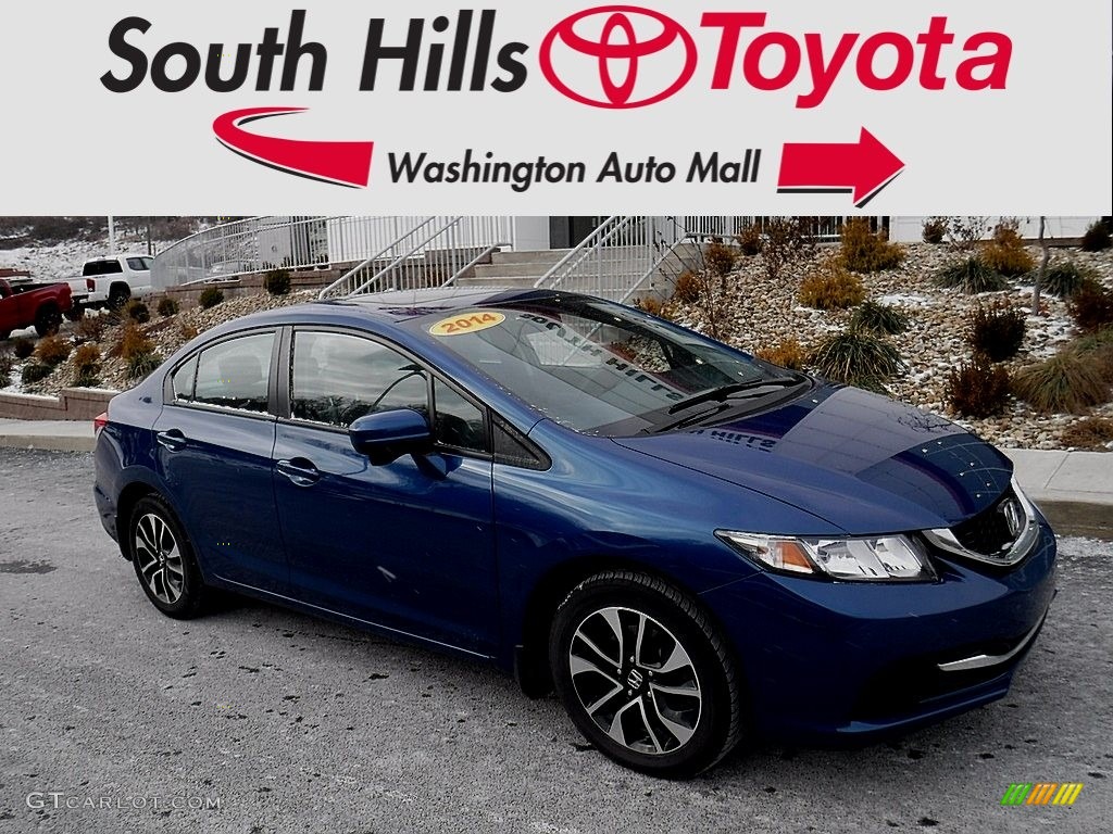 2014 Civic EX Sedan - Dyno Blue Pearl / Gray photo #1