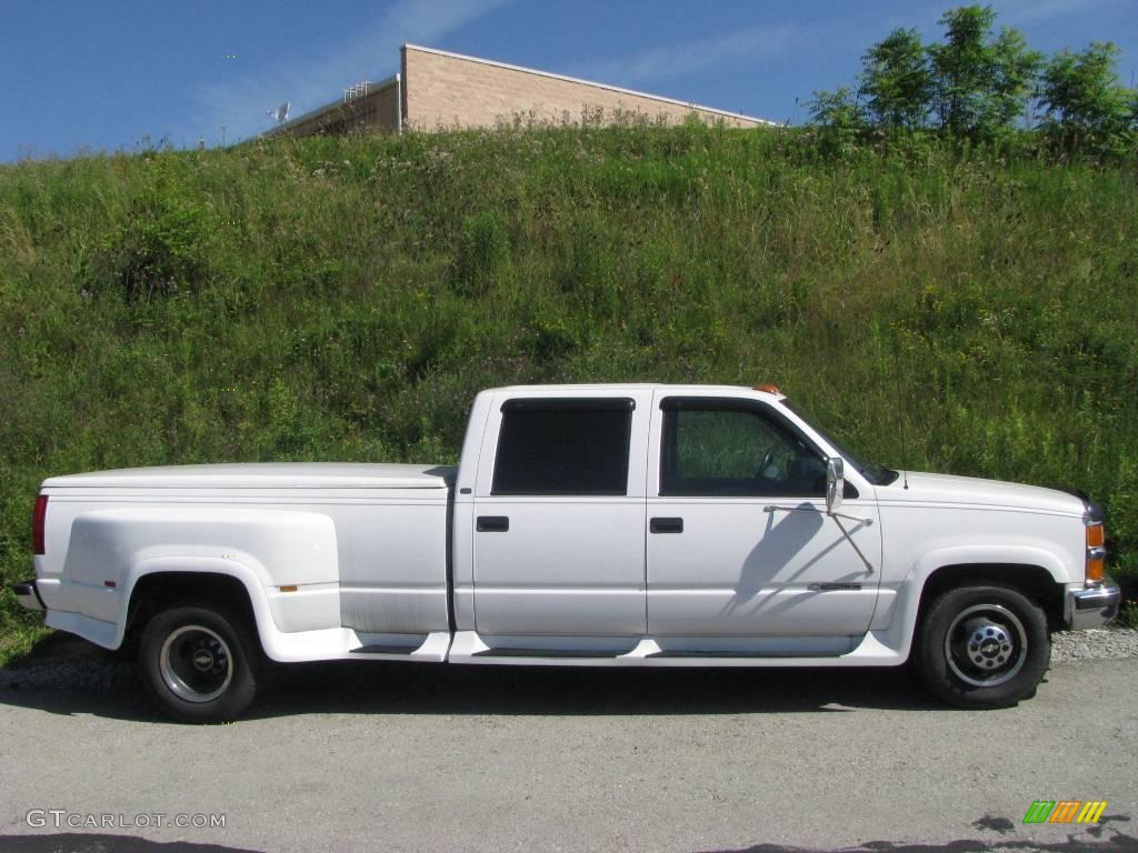 1998 C/K 3500 C3500 Silverado Crew Cab - Summit White / Blue photo #7