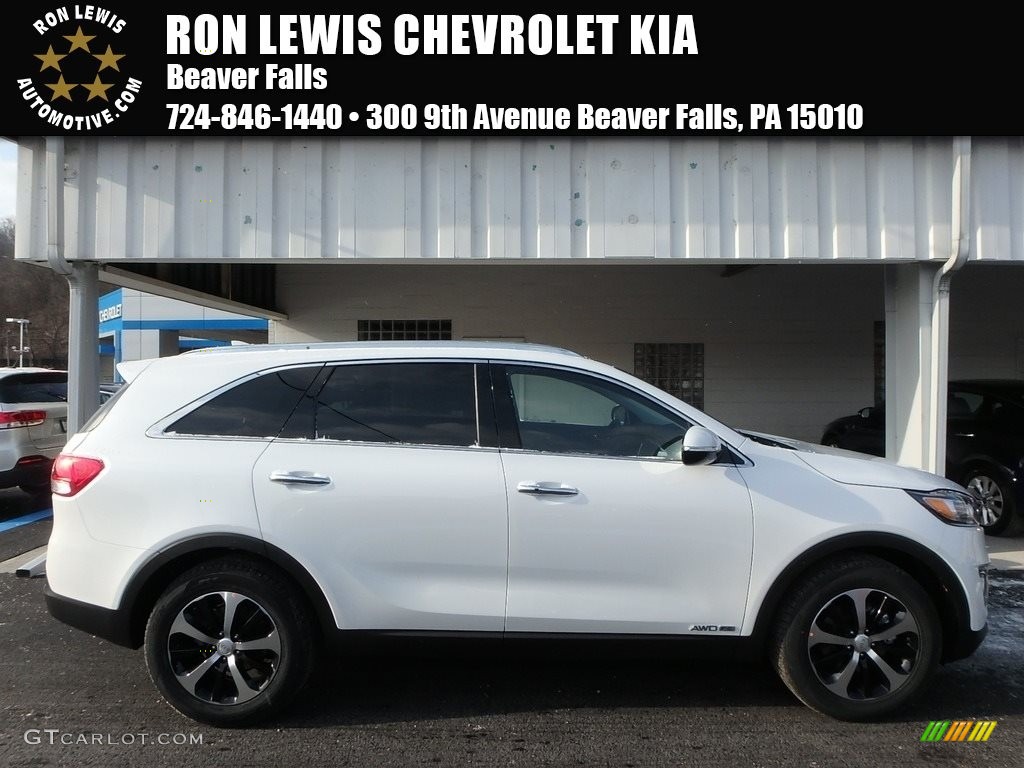 2018 Sorento EX V6 AWD - Snow White Pearl / Black photo #1