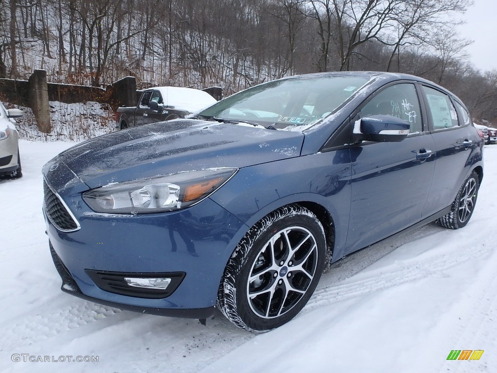 Blue Metallic 2018 Ford Focus SEL Hatch Exterior Photo #124685040