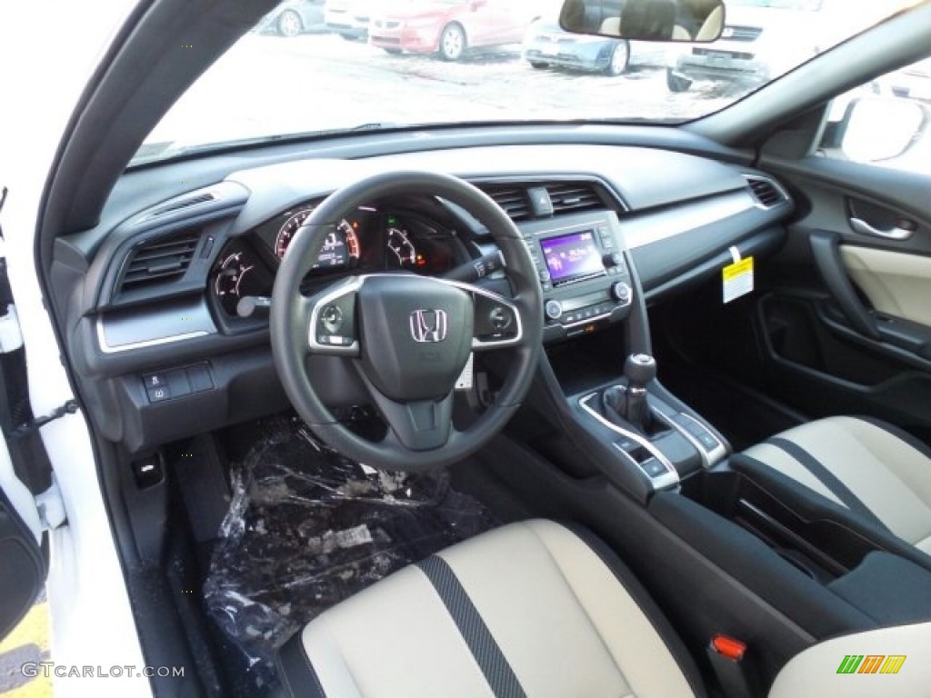 Black/Ivory Interior 2018 Honda Civic LX Coupe Photo #124690830