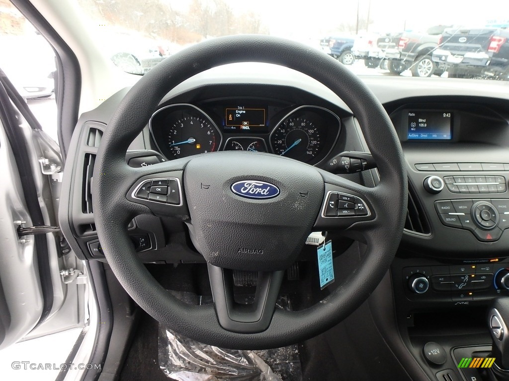 2018 Ford Focus S Sedan Charcoal Black Steering Wheel Photo #124693239
