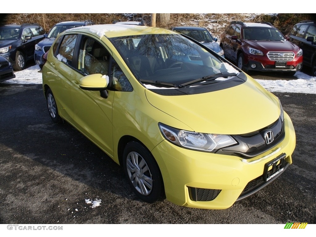 2015 Fit LX - Mystic Yellow Pearl / Black photo #1