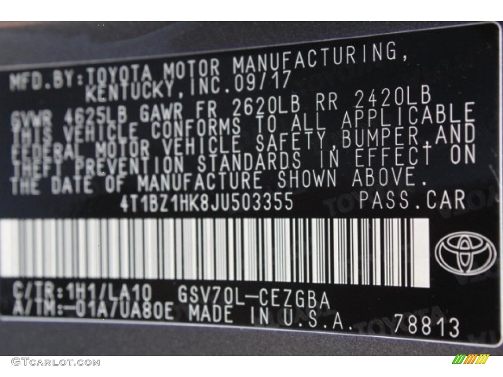 2018 Camry XLE V6 - Predawn Gray Mica / Ash photo #35