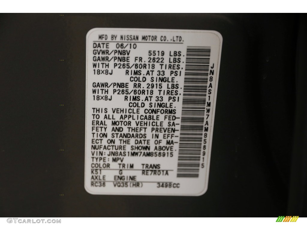 2010 FX 35 AWD - Platinum Graphite / Graphite photo #37