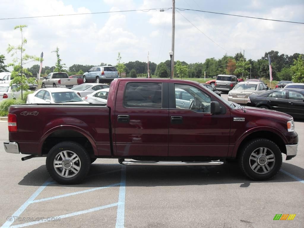 2005 F150 Lariat SuperCrew 4x4 - Dark Toreador Red Metallic / Tan photo #5