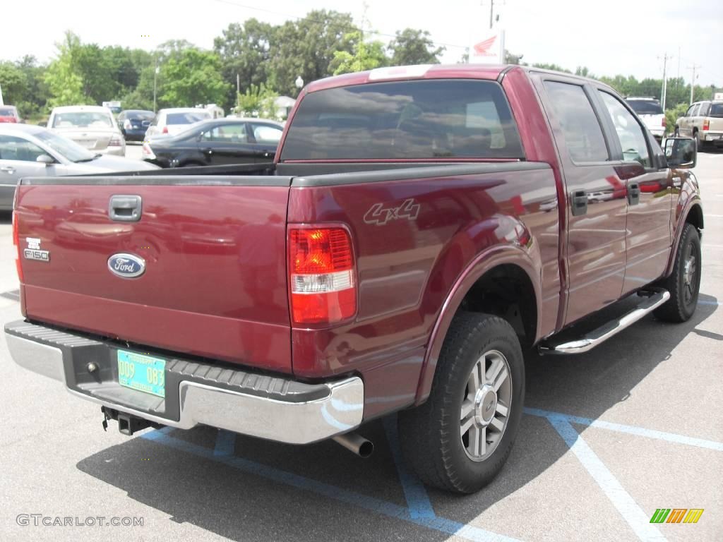 2005 F150 Lariat SuperCrew 4x4 - Dark Toreador Red Metallic / Tan photo #6