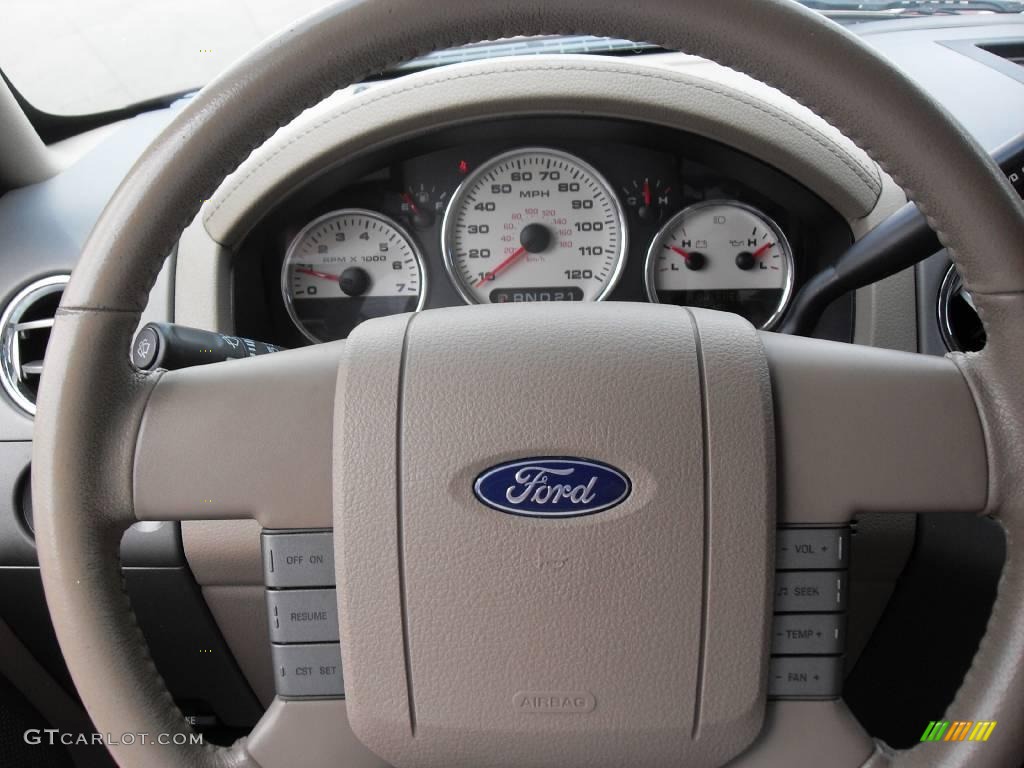 2005 F150 Lariat SuperCrew 4x4 - Dark Toreador Red Metallic / Tan photo #11