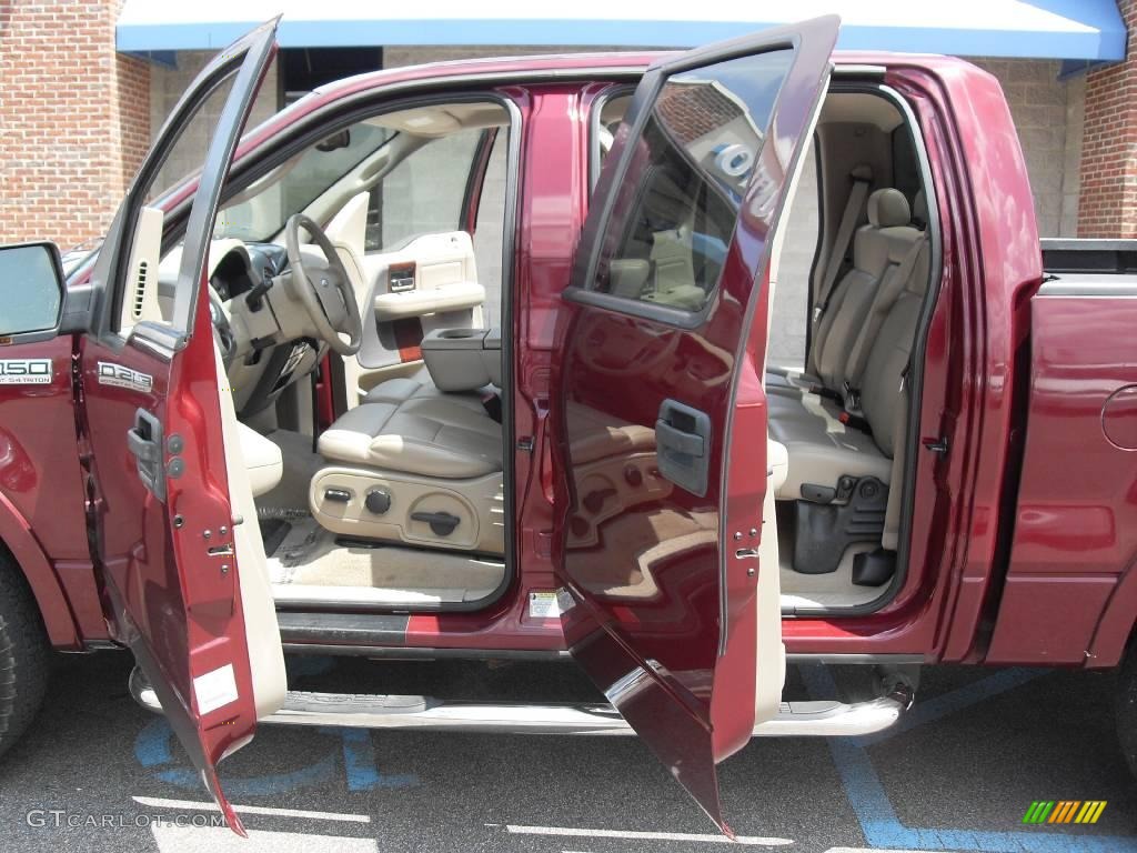 2005 F150 Lariat SuperCrew 4x4 - Dark Toreador Red Metallic / Tan photo #15