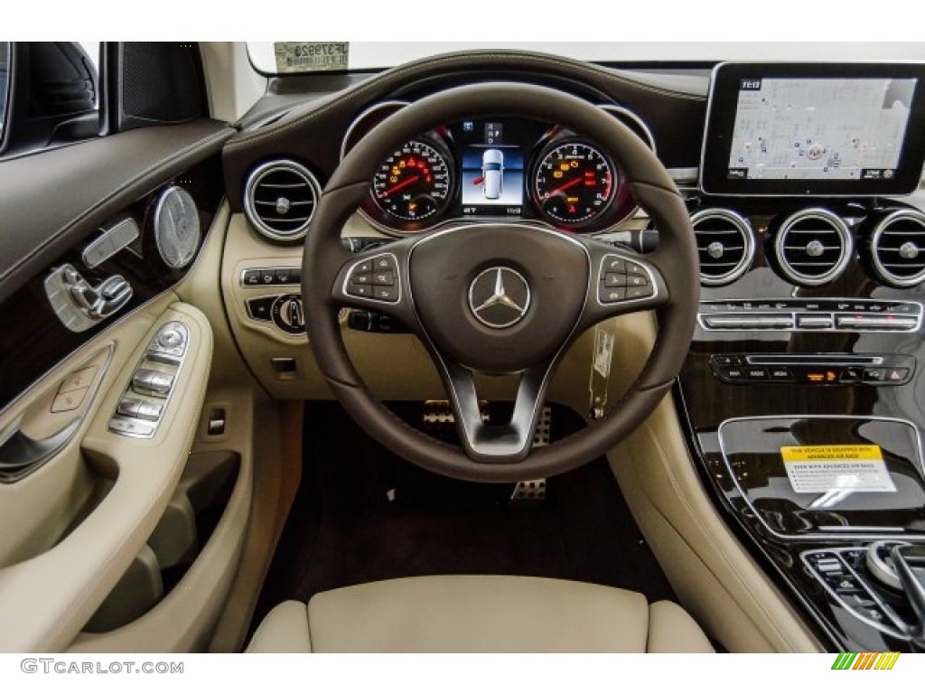 2018 Mercedes-Benz GLC AMG 43 4Matic Silk Beige/Espresso Brown Steering Wheel Photo #124724113