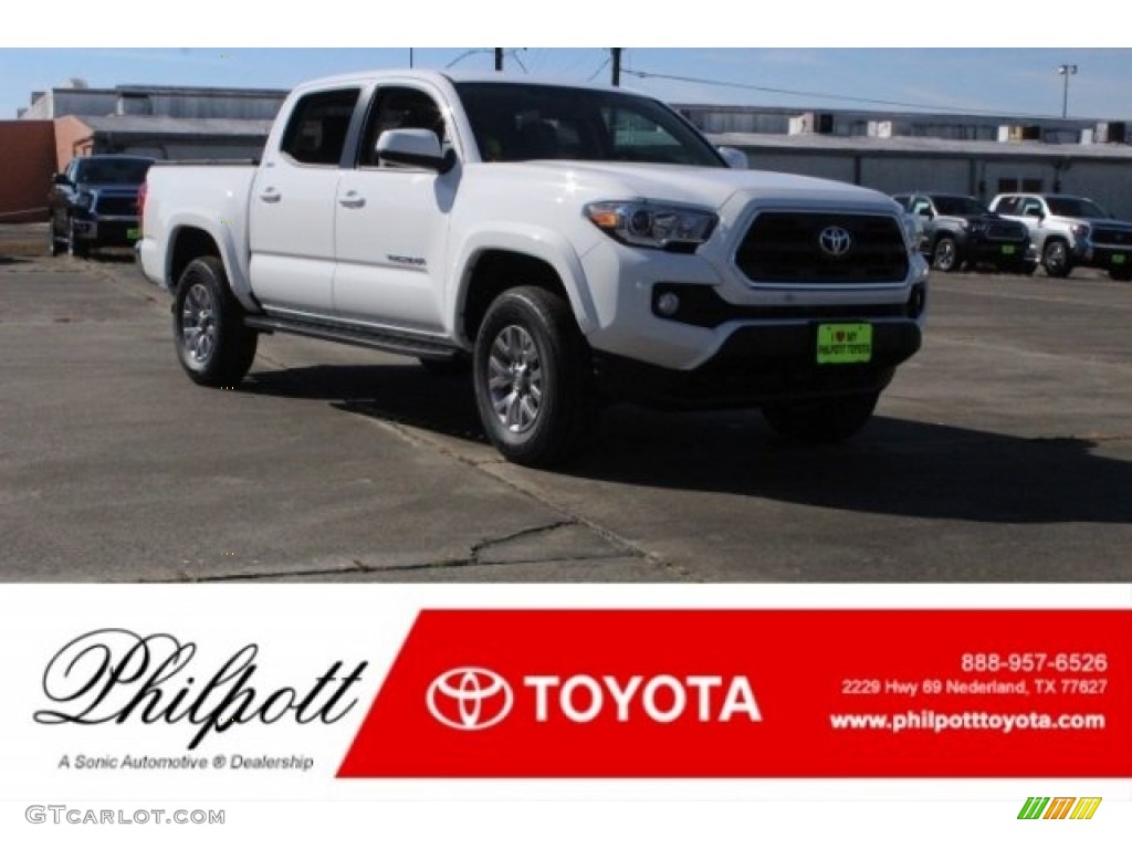 2017 Tacoma SR5 Double Cab - Super White / Cement Gray photo #1